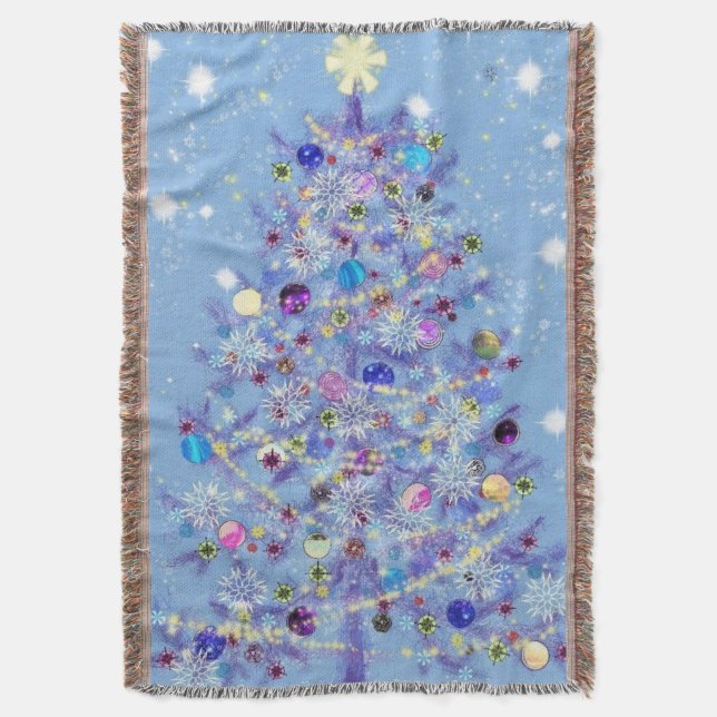Beautiful Christmas Tree Throw Blanket (Front Vertical)