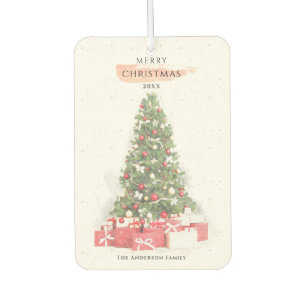 Beautiful Christmas Tree Watercolor Holidays Art Car Air Freshener
