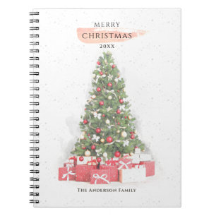 Beautiful Christmas Tree Watercolor Holidays Art Notebook