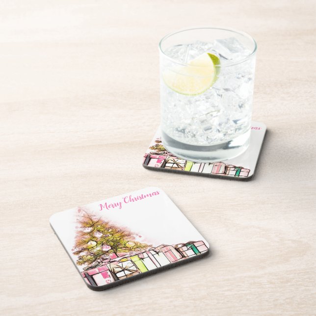 Beautiful Christmas Tree with Presents Coaster (Right Side)