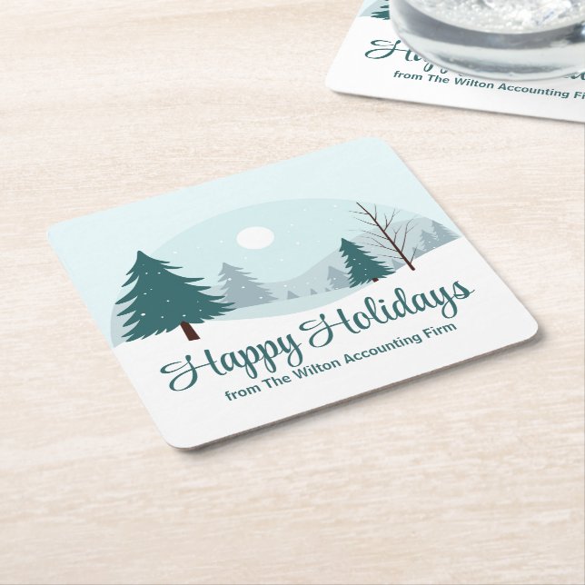 Beautiful Christmas Trees Winter Holiday Party Square Paper Coaster (Angled)