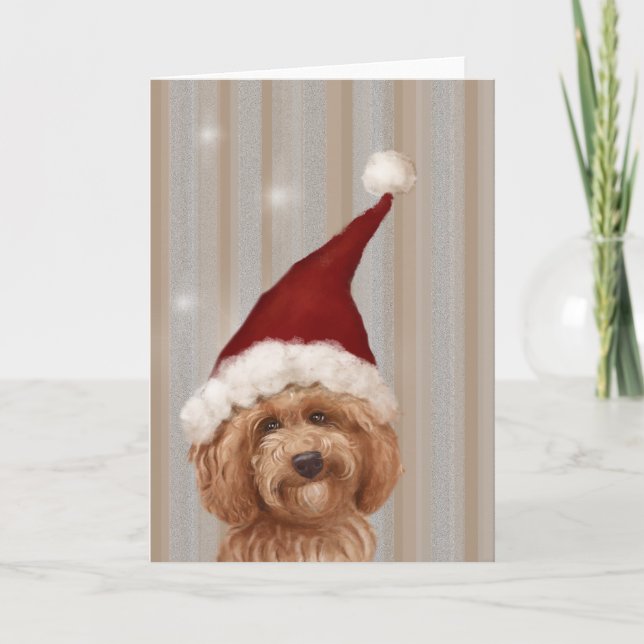 Beautiful Christmast Detailed Dog Painting Card (Front)