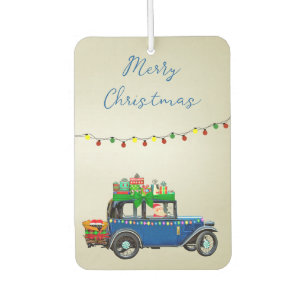 Beautiful, Christms Blue Car with Santa and Gifts Air Freshener