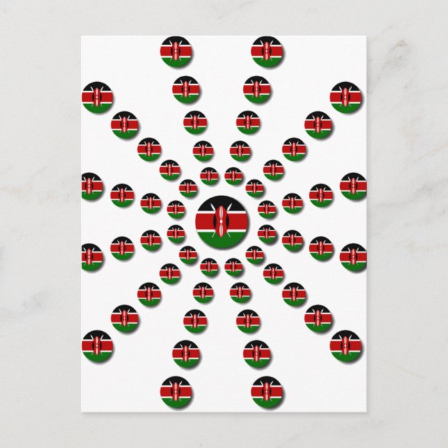 Beautiful Circular Kenyan Flag: A Radial Design Postcard (Front)