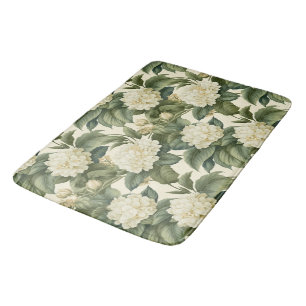 Beautiful classic white floral pattern bath mat