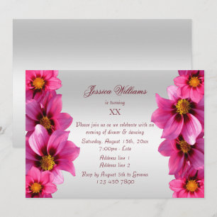 Beautiful Classy Dahlias Floral Birthday Invitation