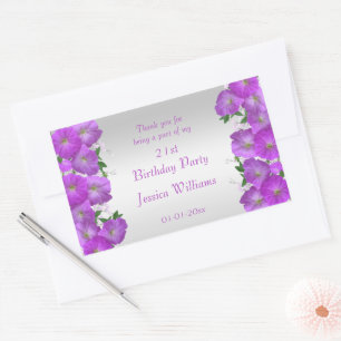 Beautiful Classy Petunias Floral Birthday Rectangular Sticker