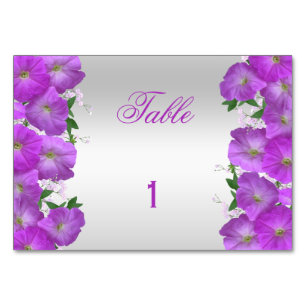 Beautiful Classy Petunias Floral Birthday Table Number