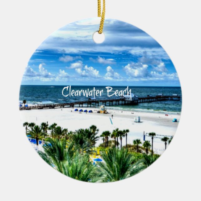 Beautiful Clearwater Beach, Florida Ceramic Tree Decoration (Front)