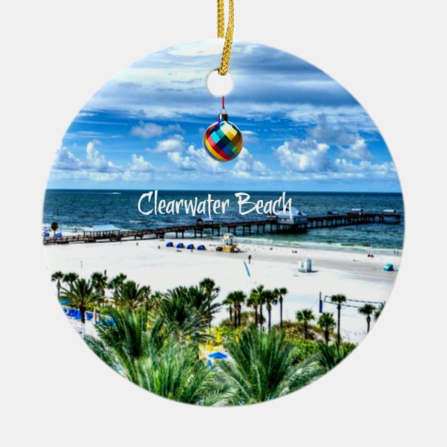 Beautiful Clearwater Beach, Florida Ceramic Tree Decoration (Front)