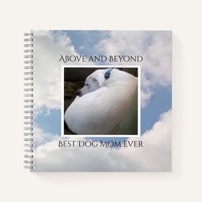 Beautiful Cloudy Sky Best Dog Mum Cute Calm Blue Notebook (Front)