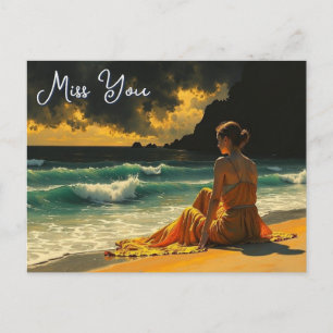 Beautiful Coastal Night   Missing You Postcard