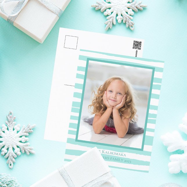 Beautiful Coastal Teal Beach Christmas Holiday Postcard (Creator Uploaded)