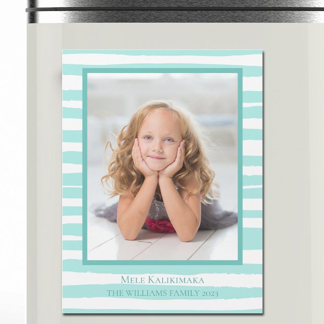 Beautiful Coastal Teal Beach Christmas Magnet Card (Creator Uploaded)