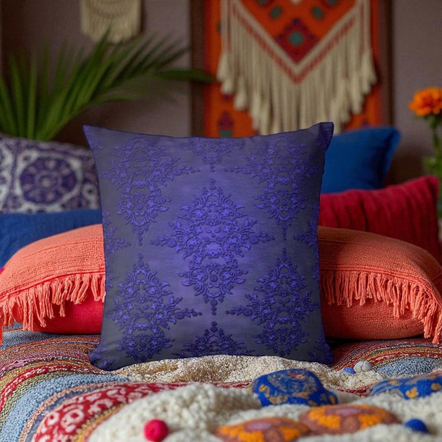 Beautiful Cobalt Blue Damask Cushion (Creator Uploaded)