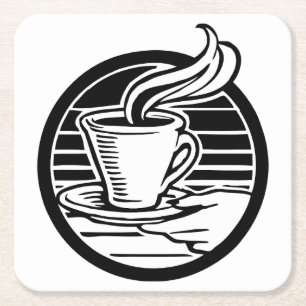 Beautiful Coffee Cup & Saucer Drawing Coaster Set