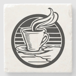 Beautiful Coffee Cup/Saucer Drawing Stone Coaster