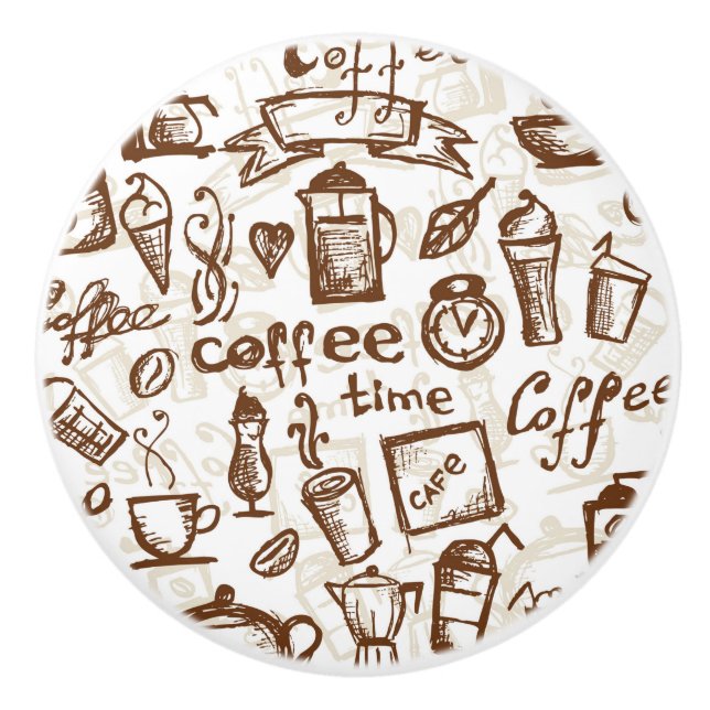 Beautiful Coffee Espresso Design Ceramic Knob (Front)