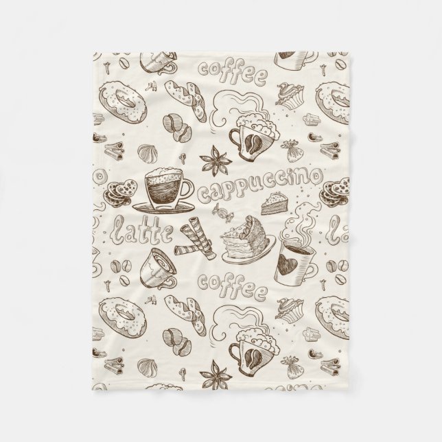 Beautiful Coffee Espresso Design Fleece Blanket (Front)
