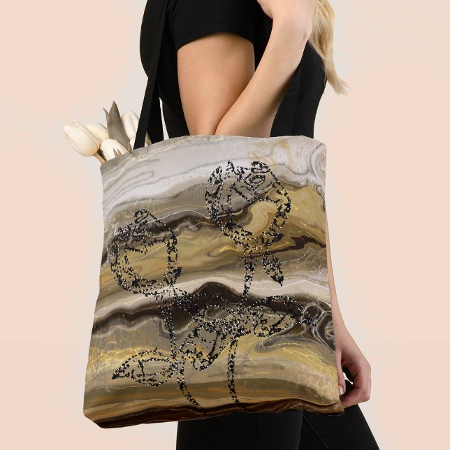 Beautiful Coffee Marble with Roses Tote Bag (Creator Uploaded)