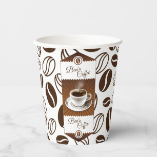 Beautiful Coffee Shop Custom Business Name Paper Cups