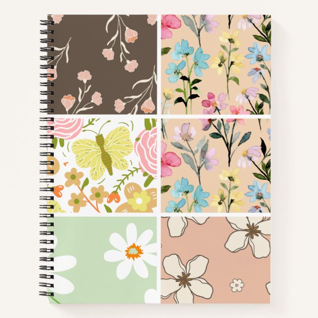 Beautiful collage floral pattern Modern Feminine  Notebook (Front)