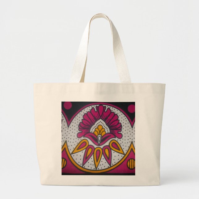 Beautiful Colorful African Fabric Motif Art Print Large Tote Bag (Front)