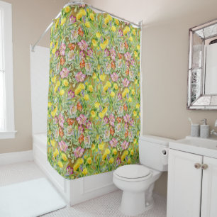 Beautiful Colorful Floral Pattern Pink Yellow  Shower Curtain