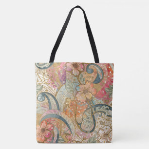 Beautiful Colorful Flowers and Pattern Tote Bag