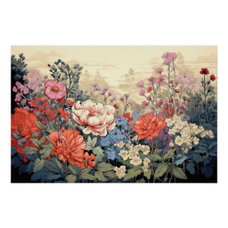Beautiful colorful flowers poster