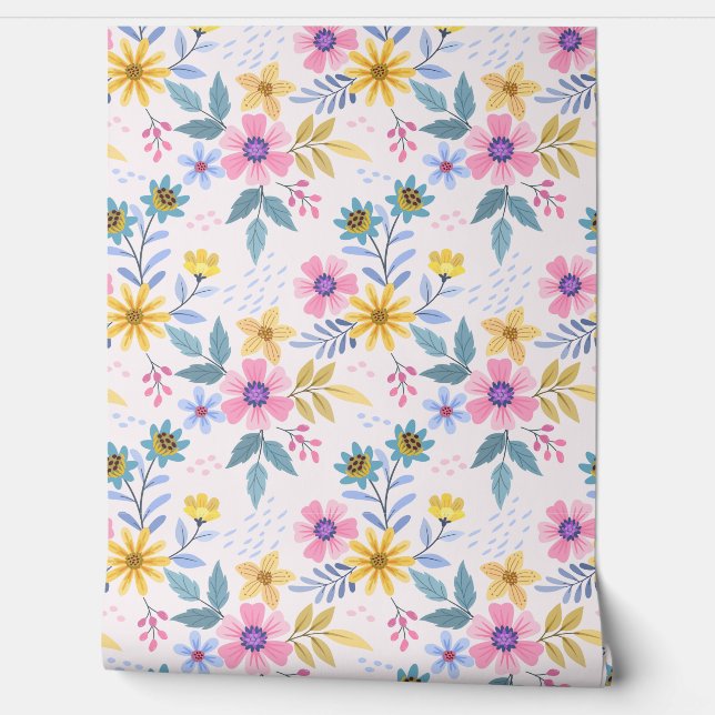 Beautiful colorful flowers wallpaper  (Unrolling)