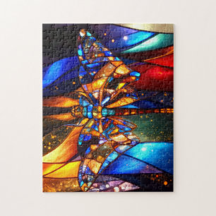 Beautiful Colorful Glimmering Winged Dragonfly Jigsaw Puzzle