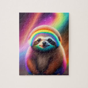 Beautiful Colorful Watercolor Baby Sloth  Jigsaw Puzzle