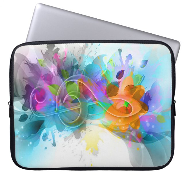 Beautiful Colorful Watercolor Splatter Music note Laptop Sleeve (Front)