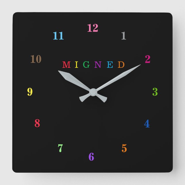 Beautiful Colors - Customizable - Migned Square Wall Clock (Front)