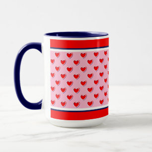 Beautiful Colors Red, Pink And Blue Cute Hearts Mug
