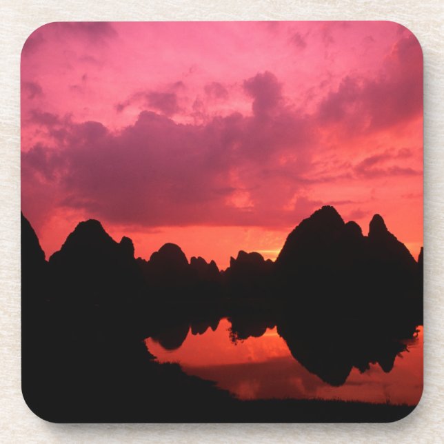 Beautiful colour at sunset of limestone mountains coaster (Front)