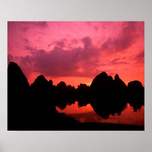 Beautiful colour at sunset of limestone mountains poster