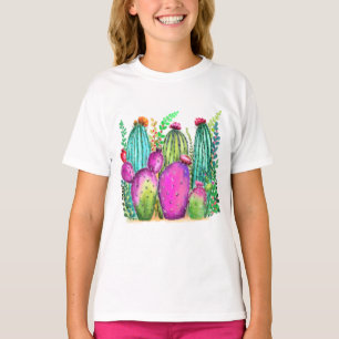 Beautiful Colour Cactus Flowers - Drawing Colourfu T-Shirt
