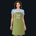 Beautiful colour olive green Stylish big initial Apron<br><div class="desc">Stylish font on natural colour like olive green.</div>