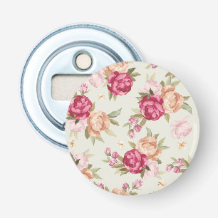 Beautiful colour peony pattern on green bottle opener