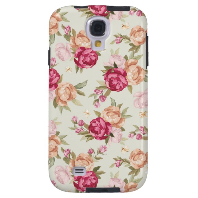 Beautiful colour peony pattern on green Case-Mate samsung galaxy case (Back)