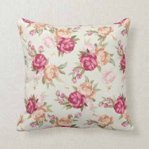 Beautiful colour peony pattern on green cushion