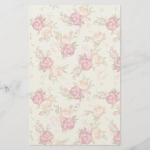 Beautiful colour peony pattern on green stationery