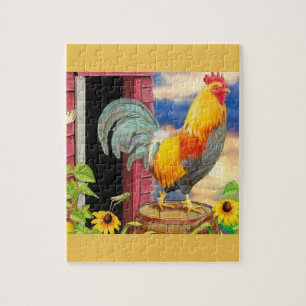 beautiful coloured hen floral puzzle