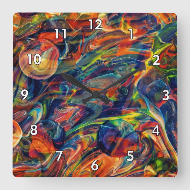 Beautiful & Colourful Abstract Artwork Square Wall Clock (Front)