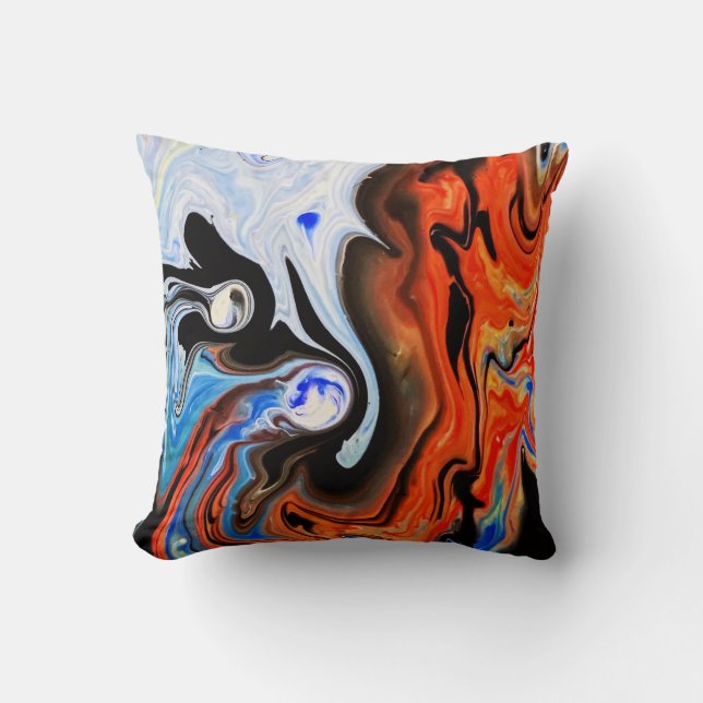 Beautiful & Colourful Abstract Marble Design Cushion (Front)