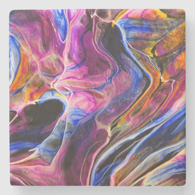 Beautiful & Colourful Abstract Marble Design Stone Coaster (Front)
