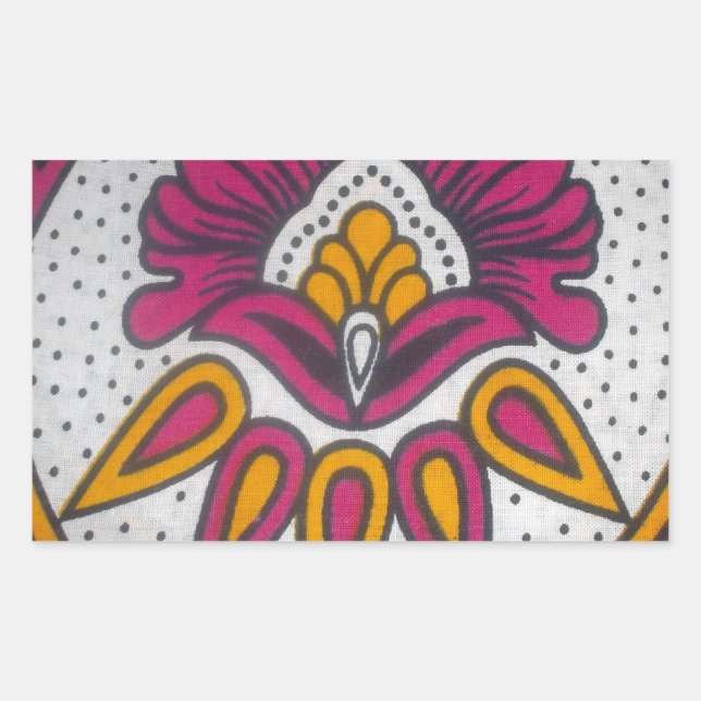 Beautiful Colourful African Fabric Motif Art Print Rectangular Sticker (Front)