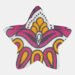 Beautiful Colourful African Fabric Motif Art Print Star Sticker